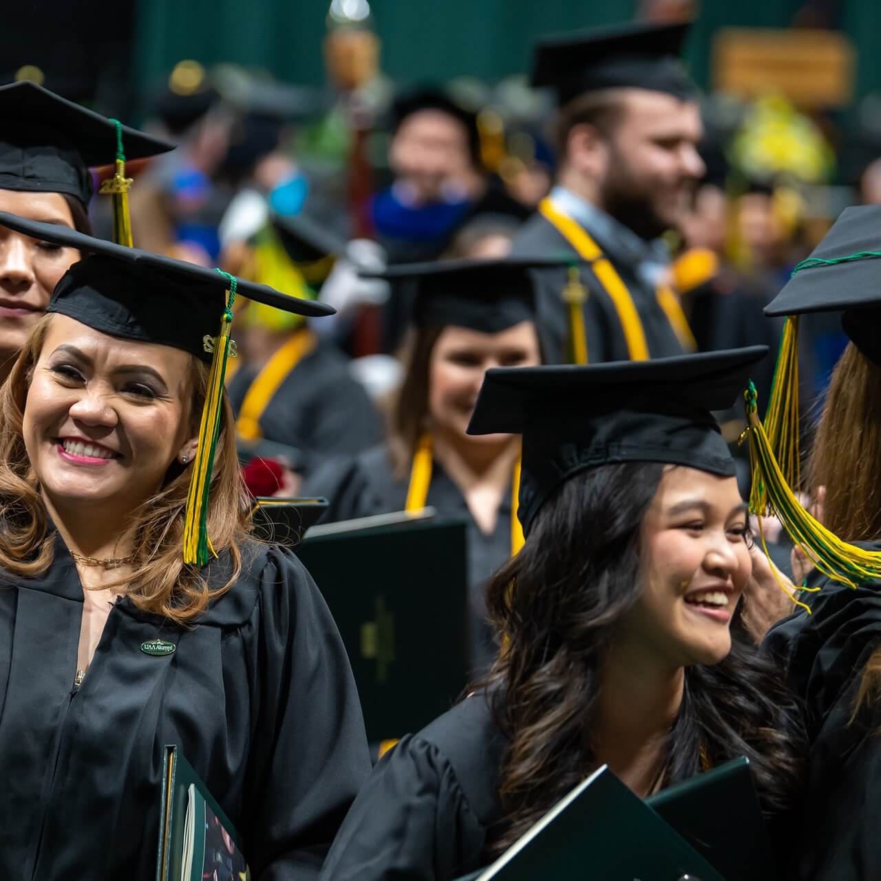 Students walking at Fall Commencement