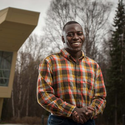 Civil Engineering graduate, Mohamed Niagne (Photo by James Evans / University of Alaska Anchorage)