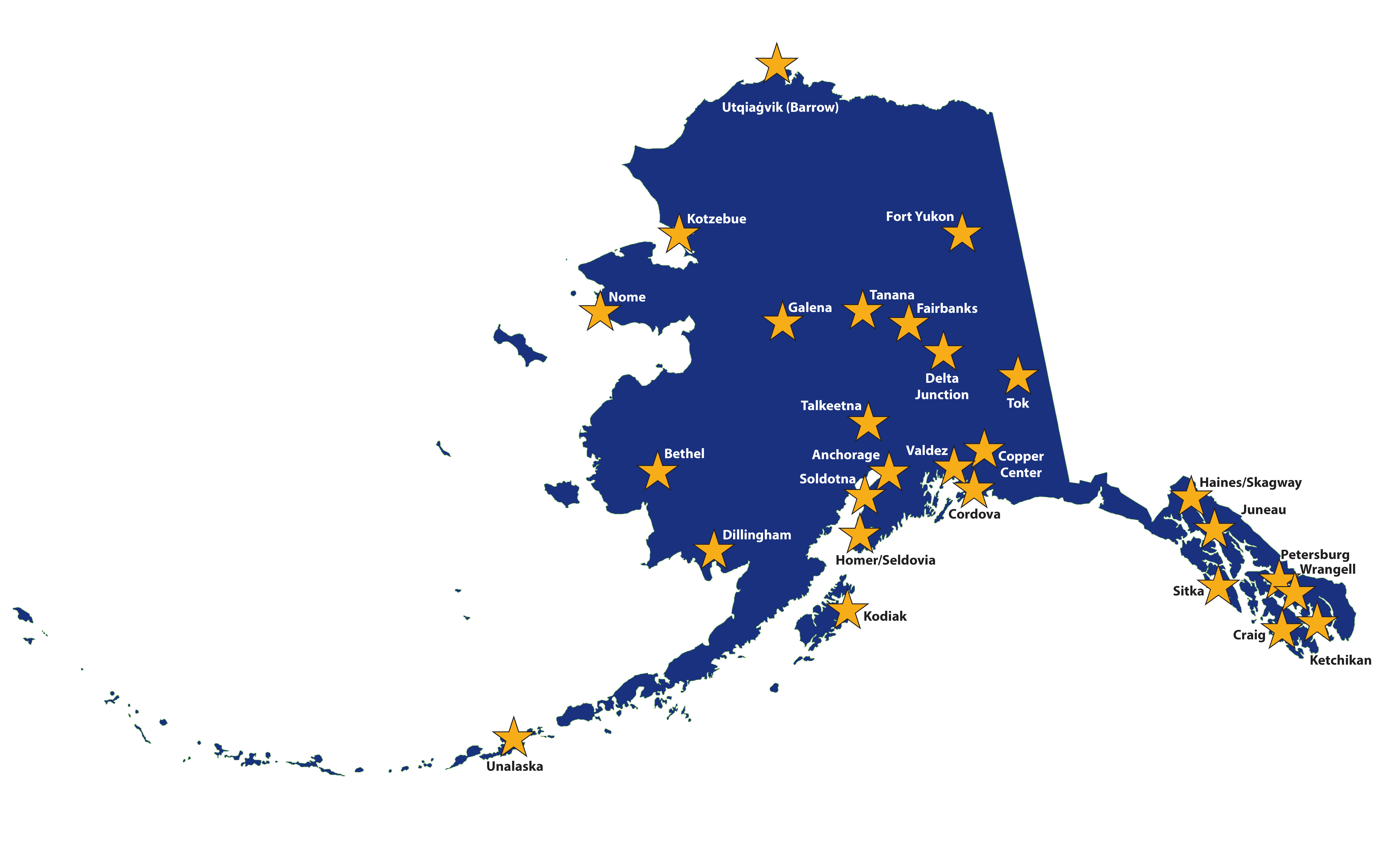 Map of Alaska AHEC placement sites