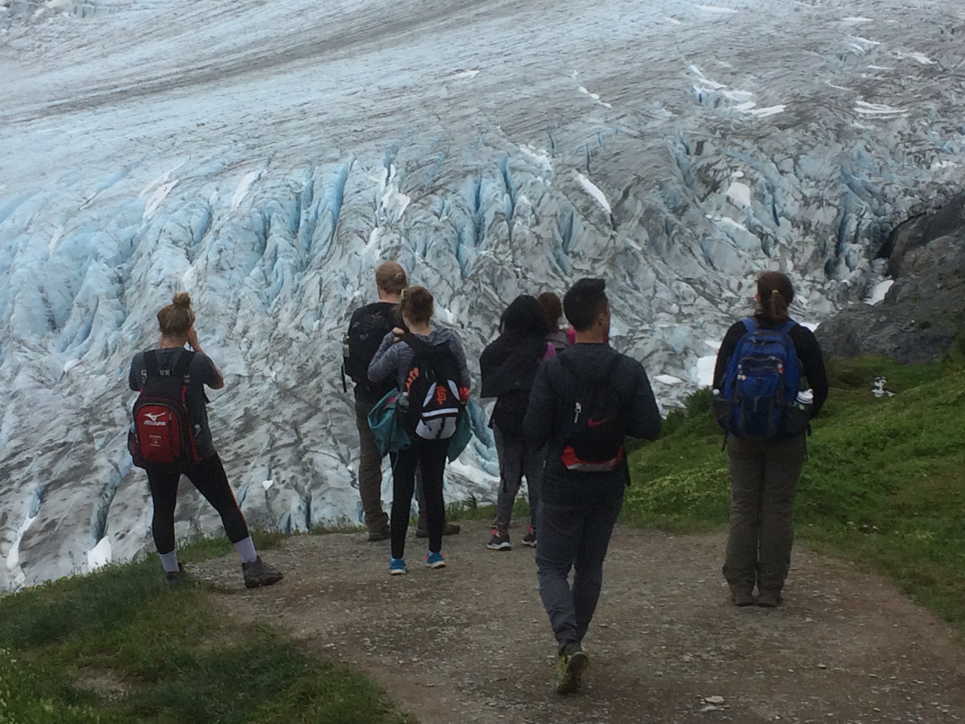 riin students at a glacier 