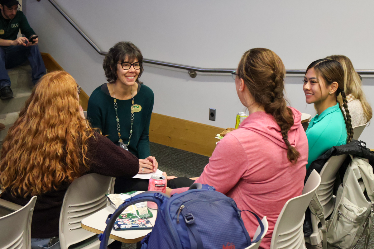 Cary Moore, Faculty, discusses traditional healing with UAA COH students.