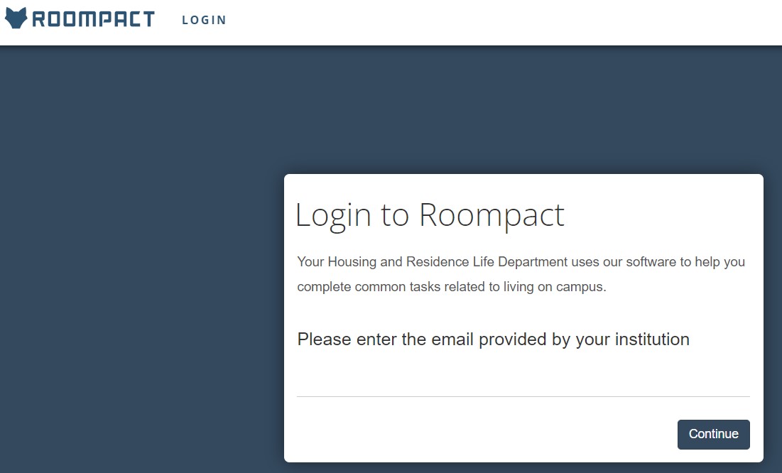 Roompact Login Page
