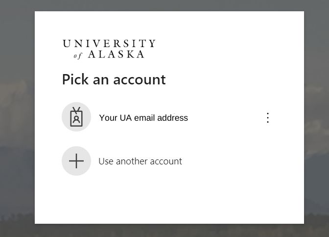 UA Microsoft Single-Sign-On Login Page
