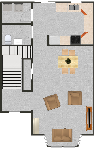 Floorplan of the main floor for the Templewood apartments.