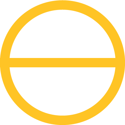gold circle with bar through horizontal center
