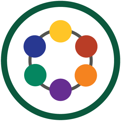 Circle with circle of colored circles within it