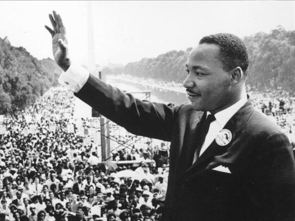 Dr. Martin Luther King Jr. addresses crowds during the March On Washington at the Lincoln Memorial, Washington DC, where he gave his ‘I Have A Dream’ speech. 