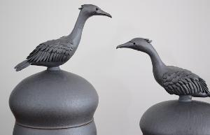 Two bird pots