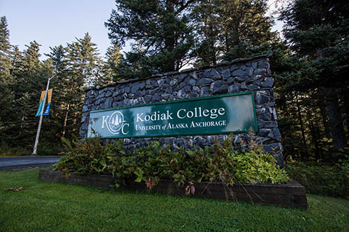 Kodiak College sign in Kodiak, Alaska
