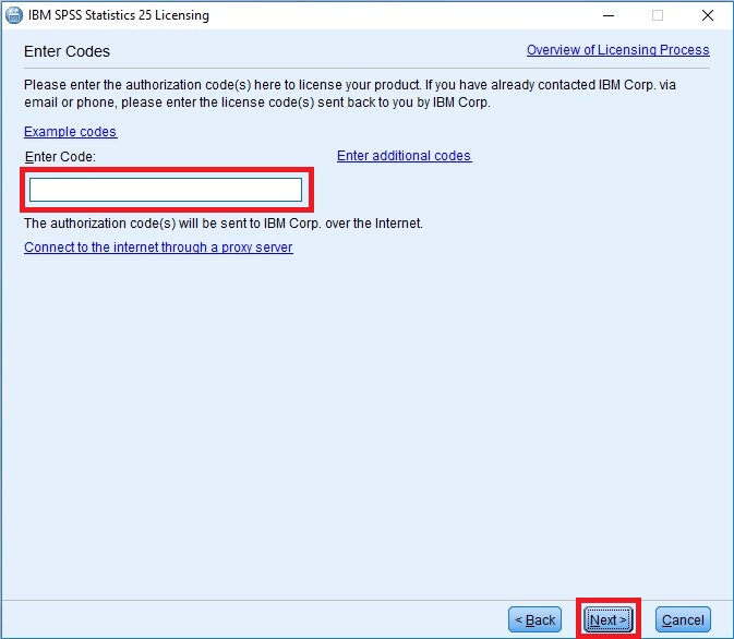 SPSS Authorization Wizard Key Entry