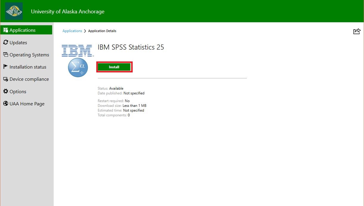 Windows Software Center SPSS Install