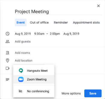 Google Calendar Meeting Selecting Zoom Meeting