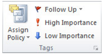 Message indicator options as used in Microsoft Outlook showing the "Follow Up," "High Importance," and "Low Importance" indicators Message Indicator