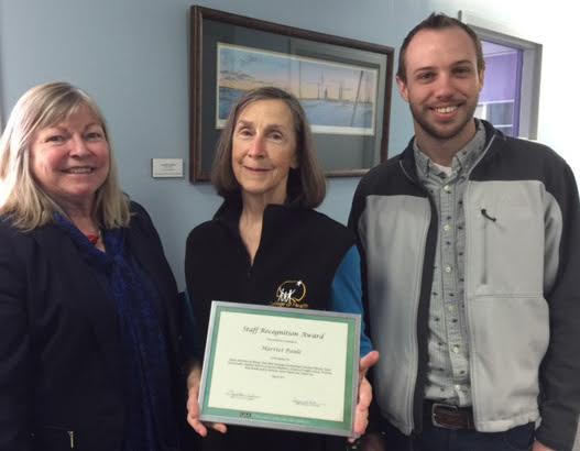 Harriet Paule from College of Health presented with the 2017 March UAA Staff Recognition Award by Brenda Levesque and Ryan Hill of Staff Council Harriet Paule from College of Health presented with the 2017 March UAA Staff Recognition Award by Brenda Levesque and Ryan Hill of Staff Council