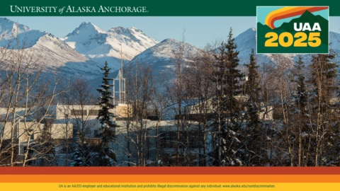 UAA 2025 desktop background preview — Consortium Library with Chugach Mountains in background