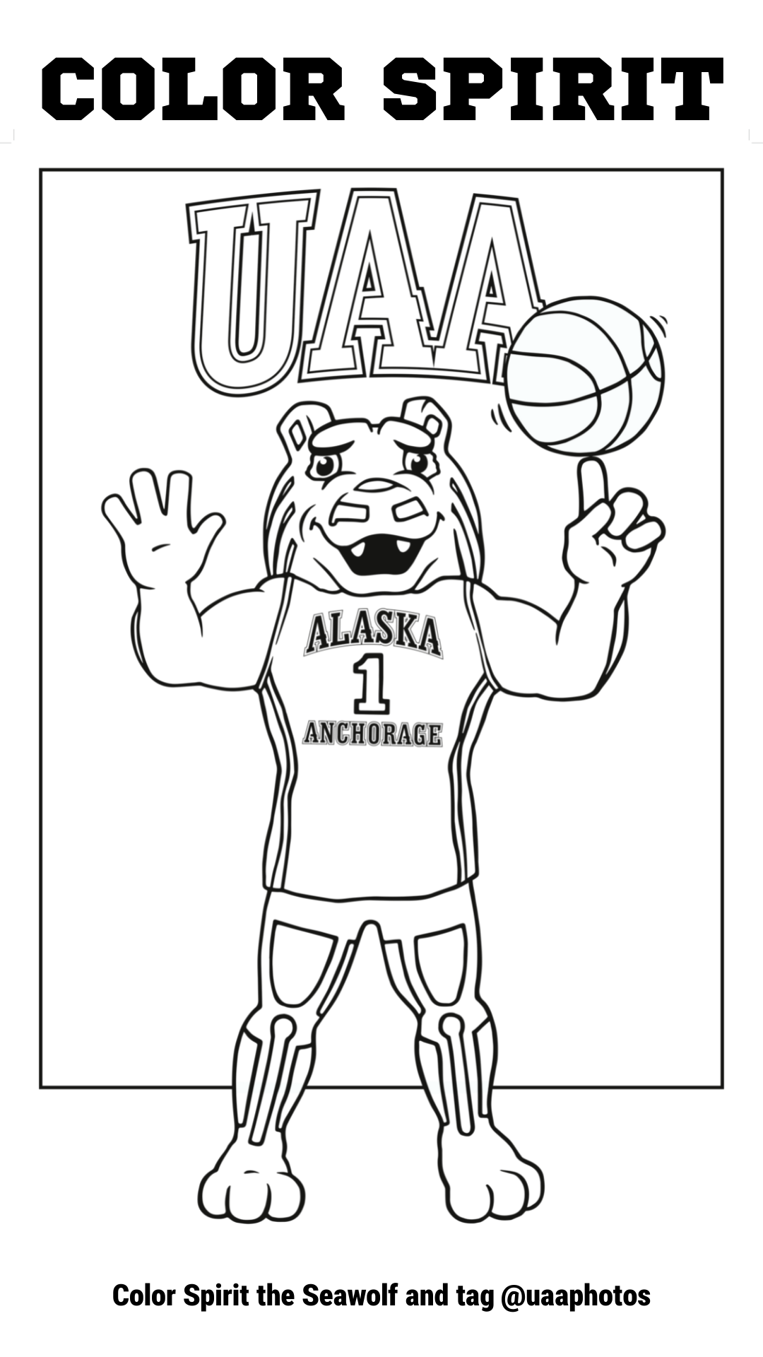 UAA Spirit the Seawolf coloring page for your Instagram story