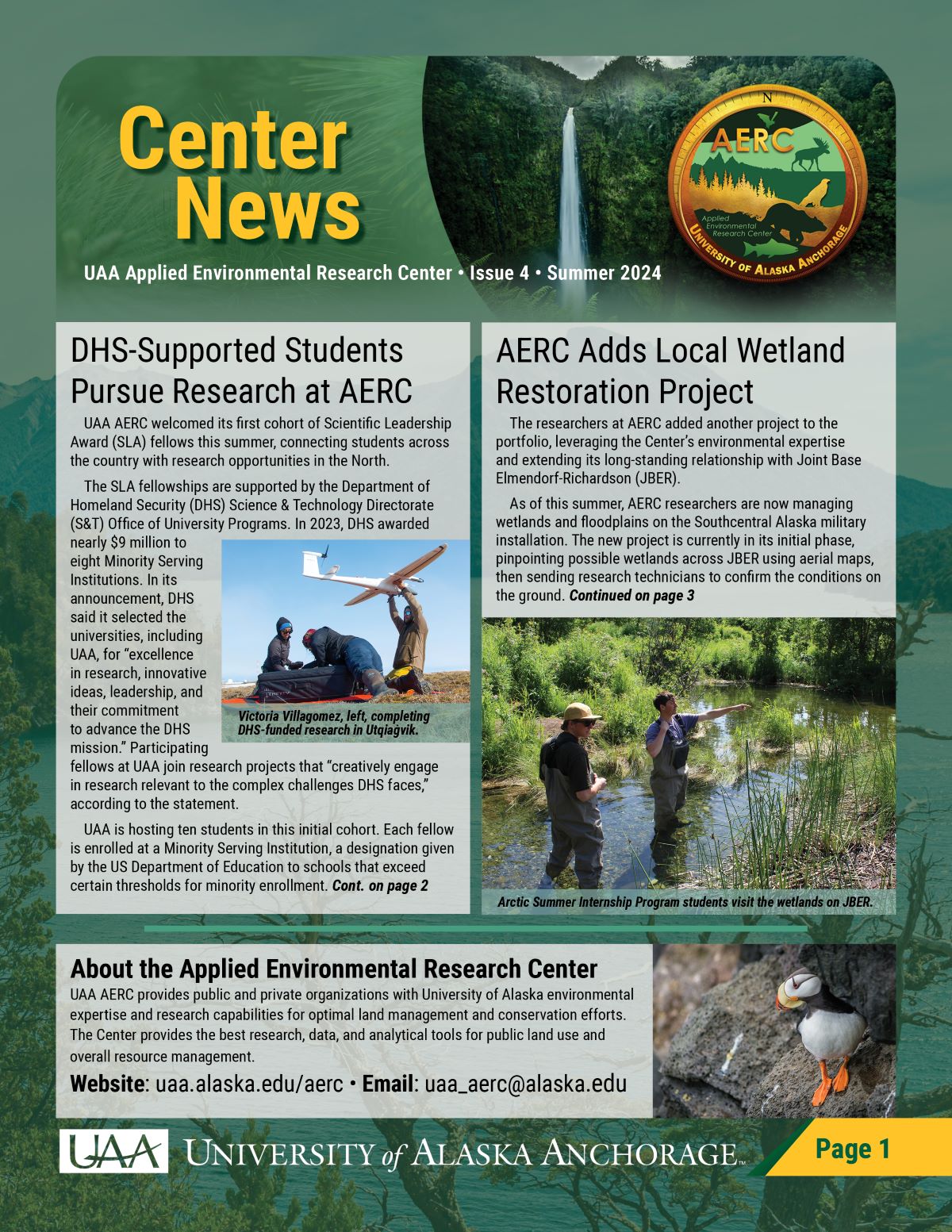 front cover of newsletter