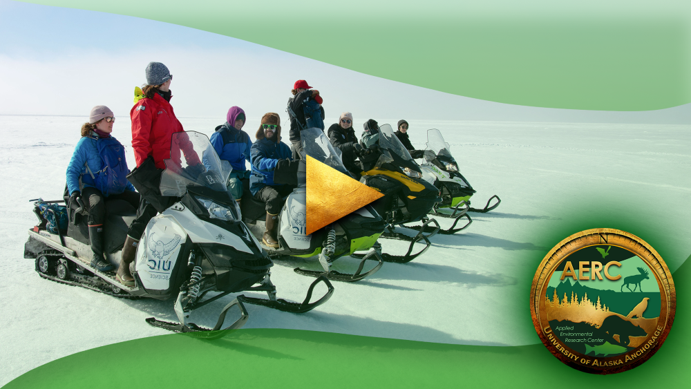 Title card with students on snowmobiles