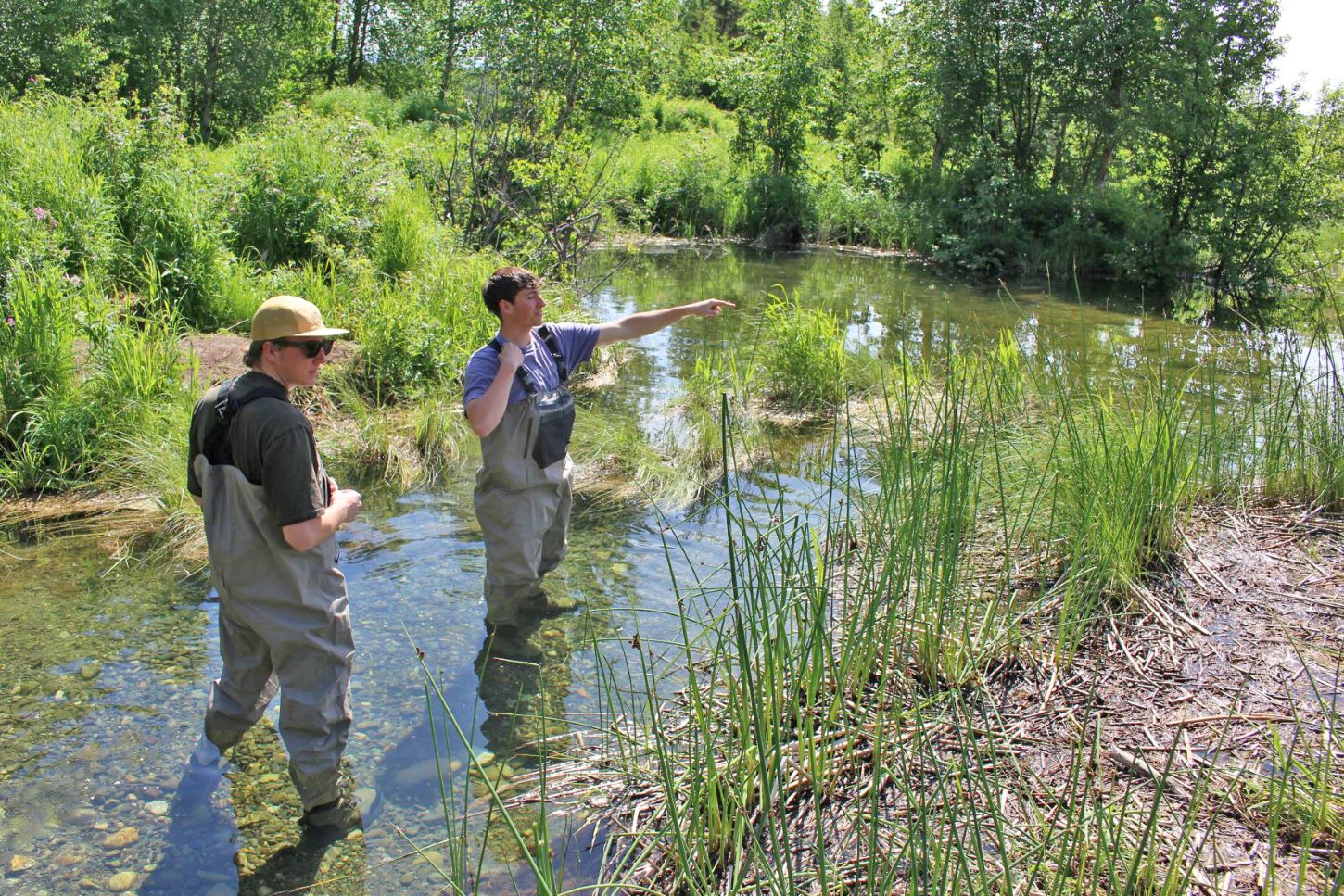 AERC staff deploy barrior netting in the Eagle River