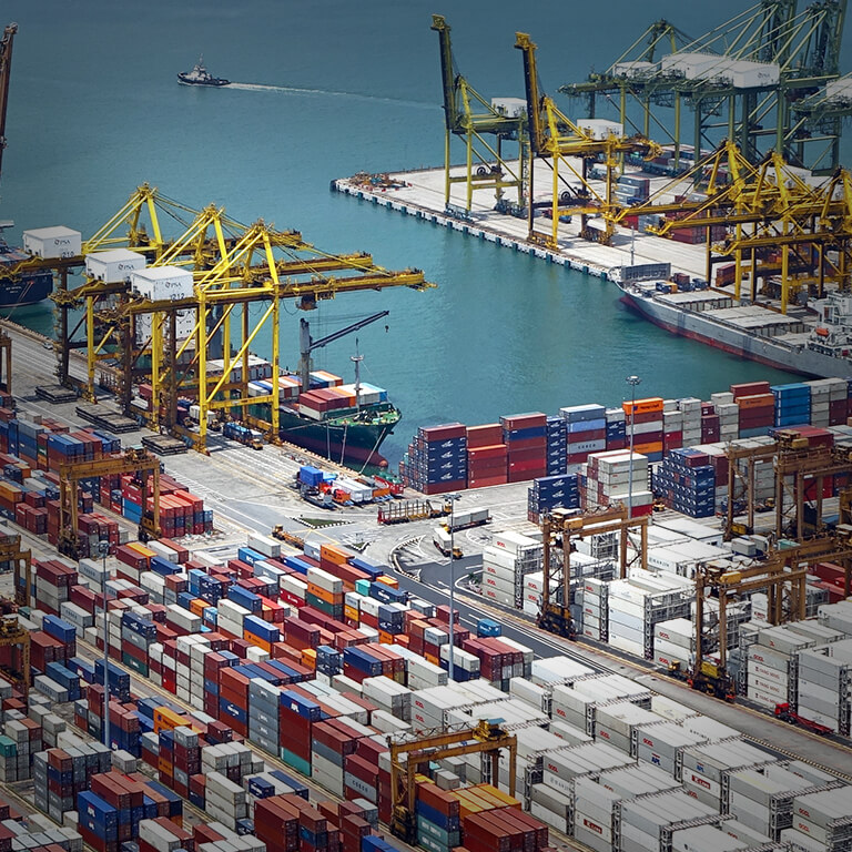 cargo containers at a port