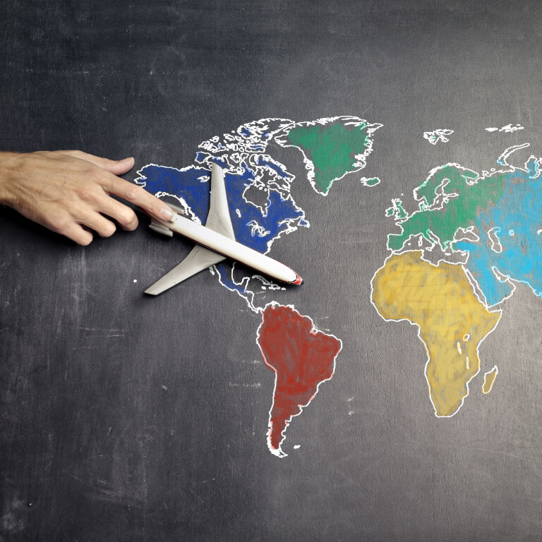 airplane model on world map