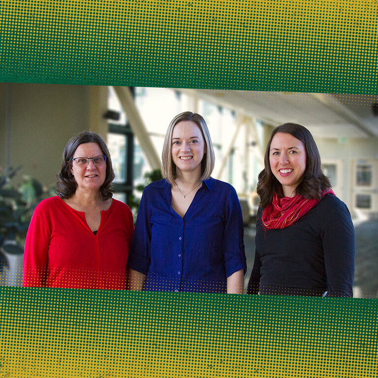 The CBPP Student Advising Staff, Martha Massey, Andrea Jones, and Sharon Pruszco