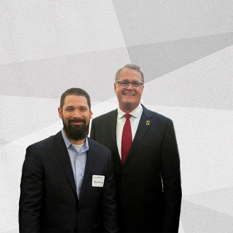 Matthew Blattmachr, BBA ‘08 Global Logistics and John Nofsinger, Dean of the College