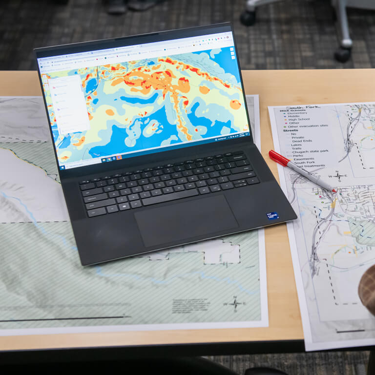 computer with GIS data on screen