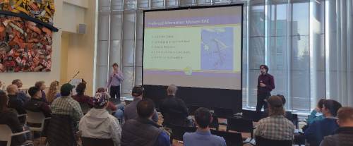 Students presenting capstone project.