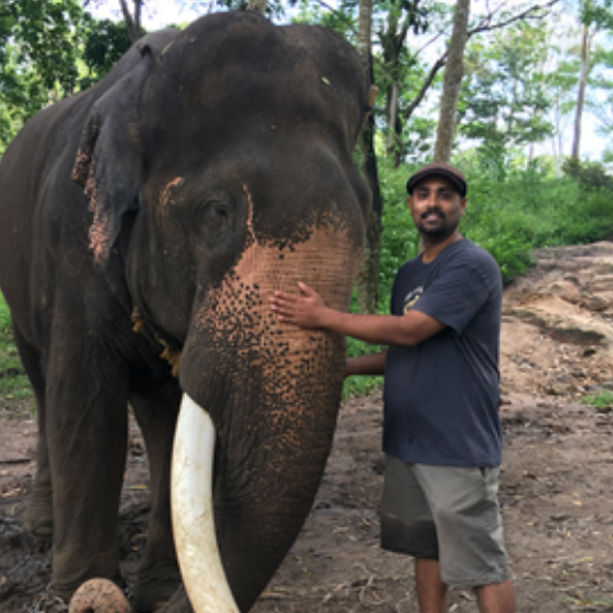 Raghu with an elephant