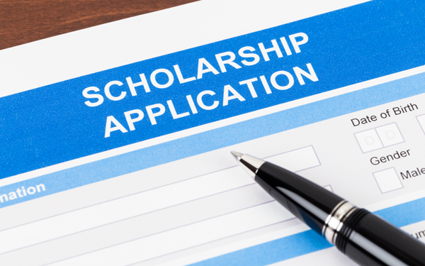 Scholarship application on table