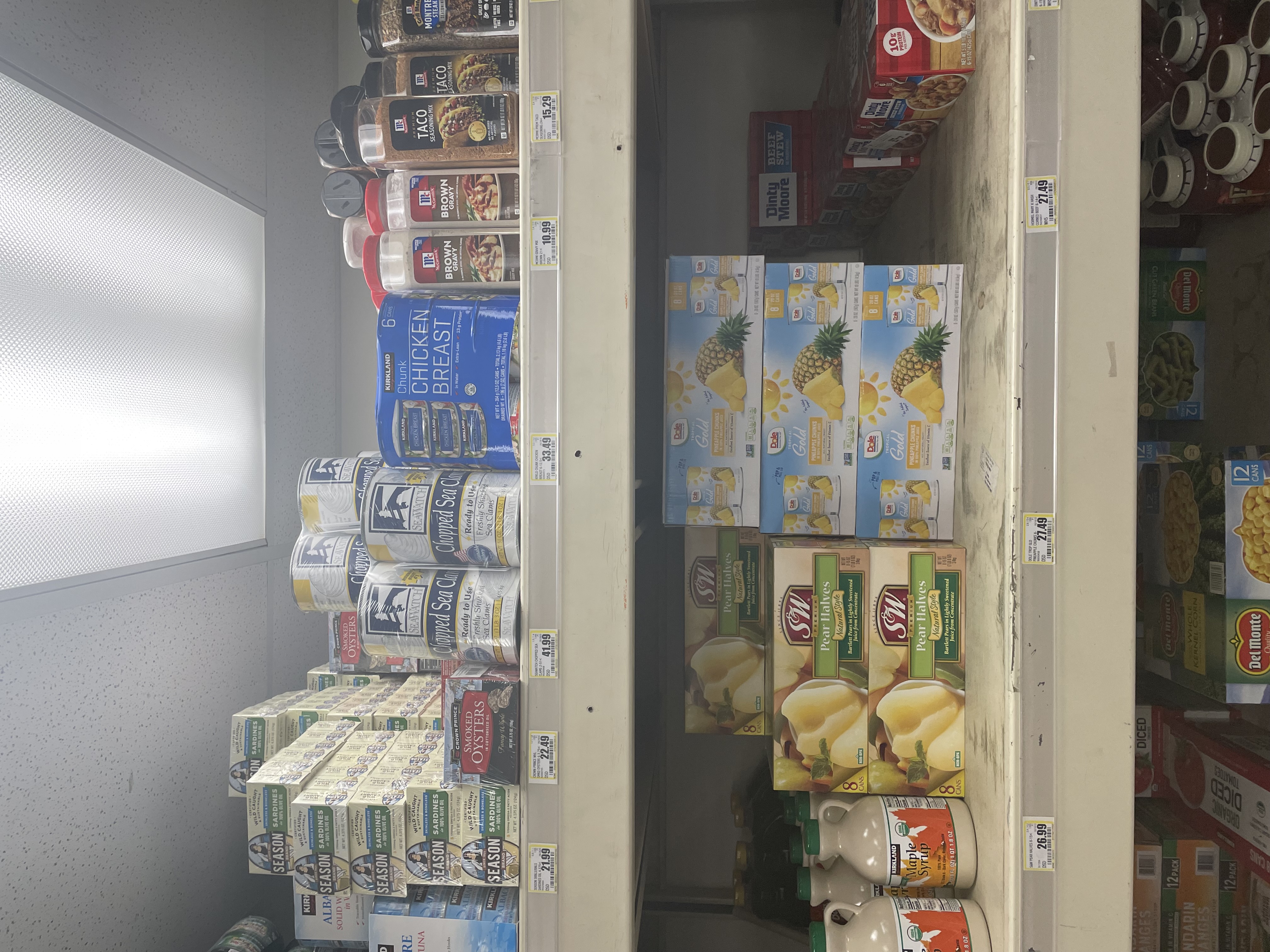 Canned goods on shelf