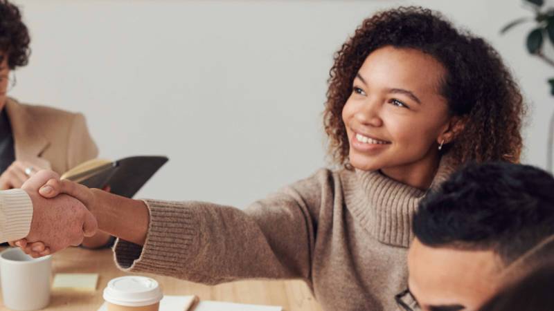 Students working together in a classroom.