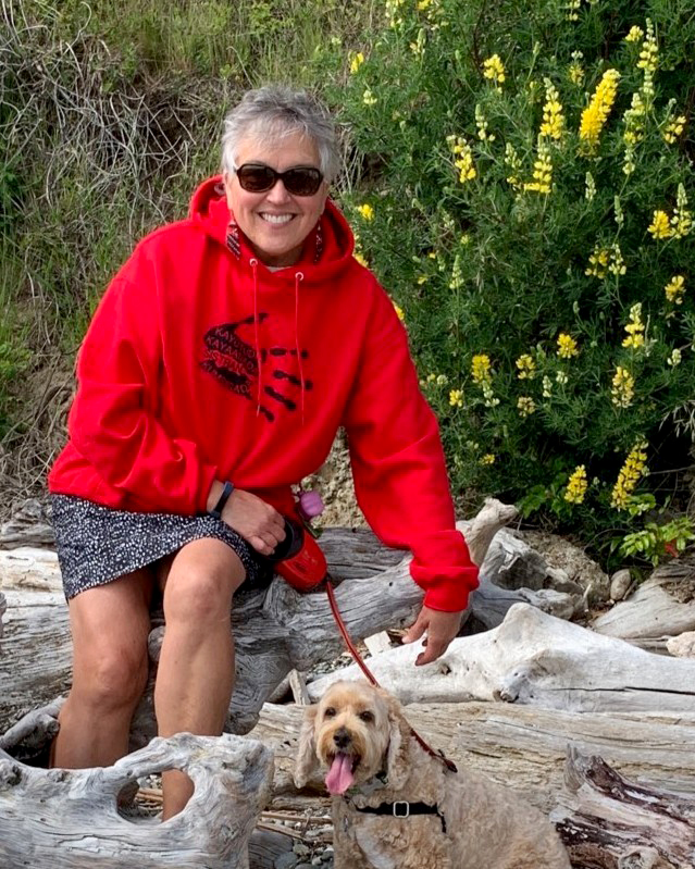 Vi Schurman walking dog