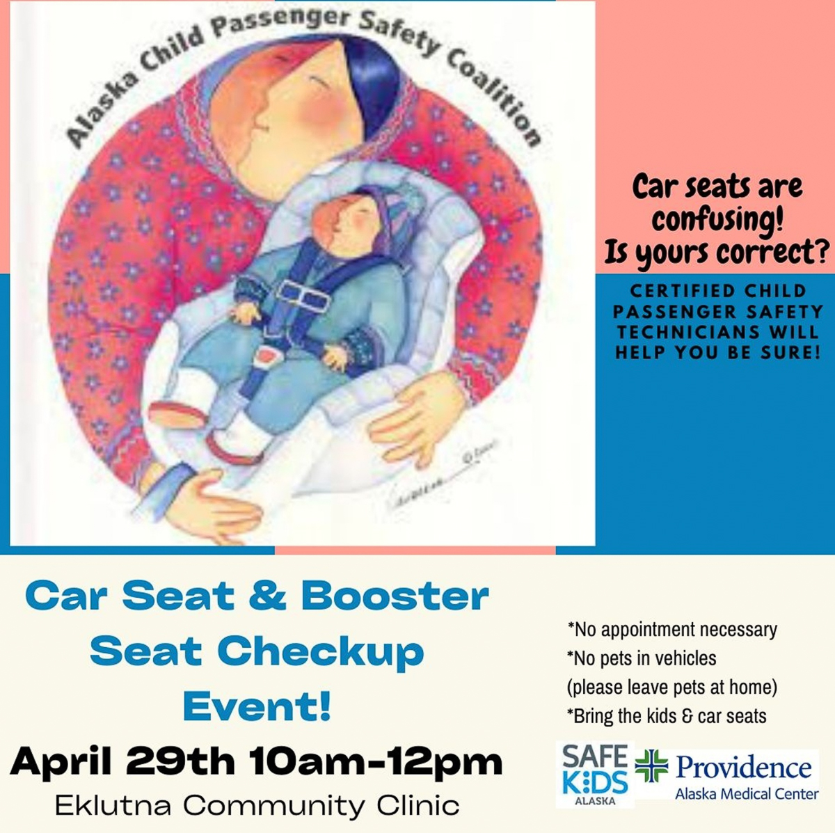 flyer for eklutna carseat and booster seat checkup event