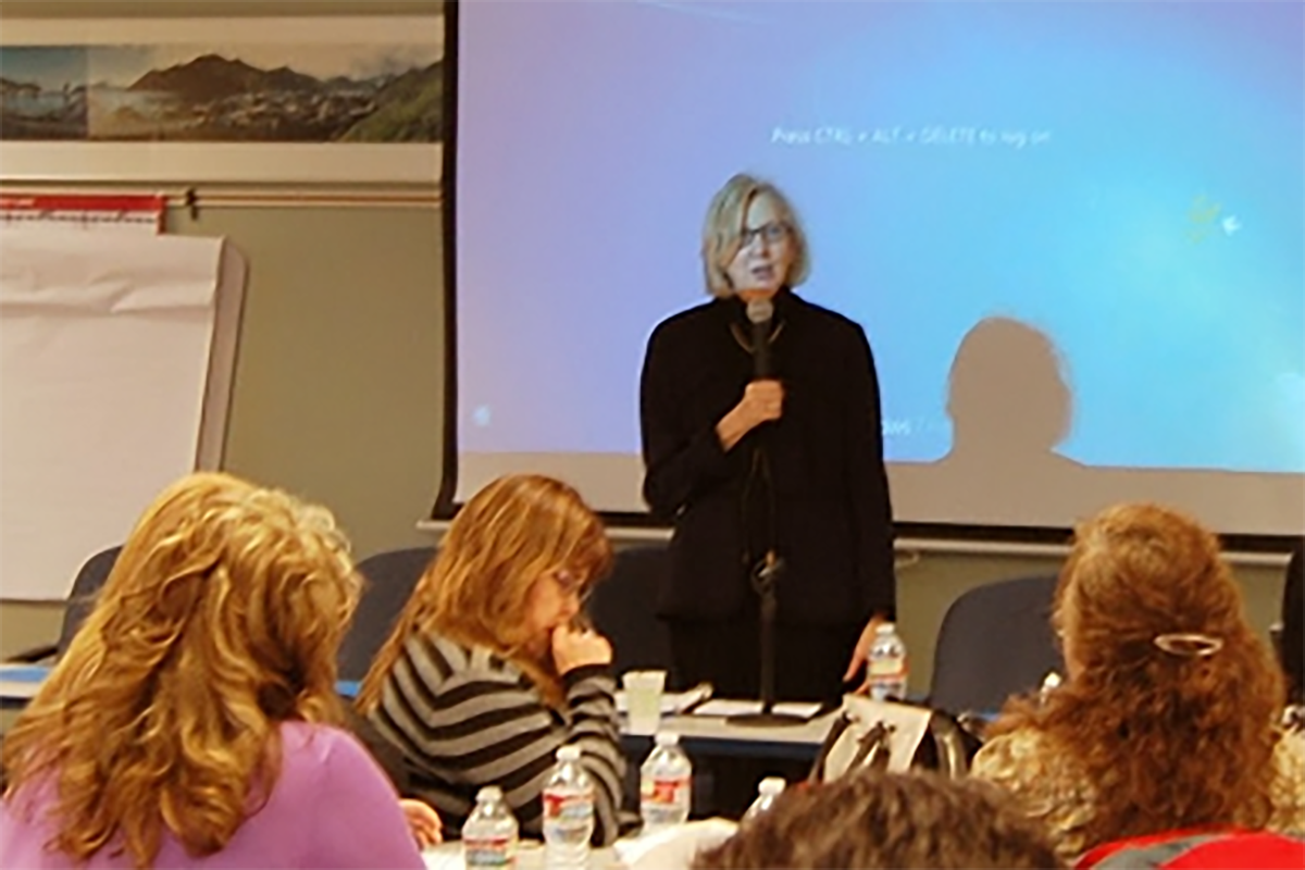 Chief Justice Dana Fabe of the Alaska Supreme Court opens the Minor Consuming Alcohol (MCA) conference. Photo by Barbara Armstrong