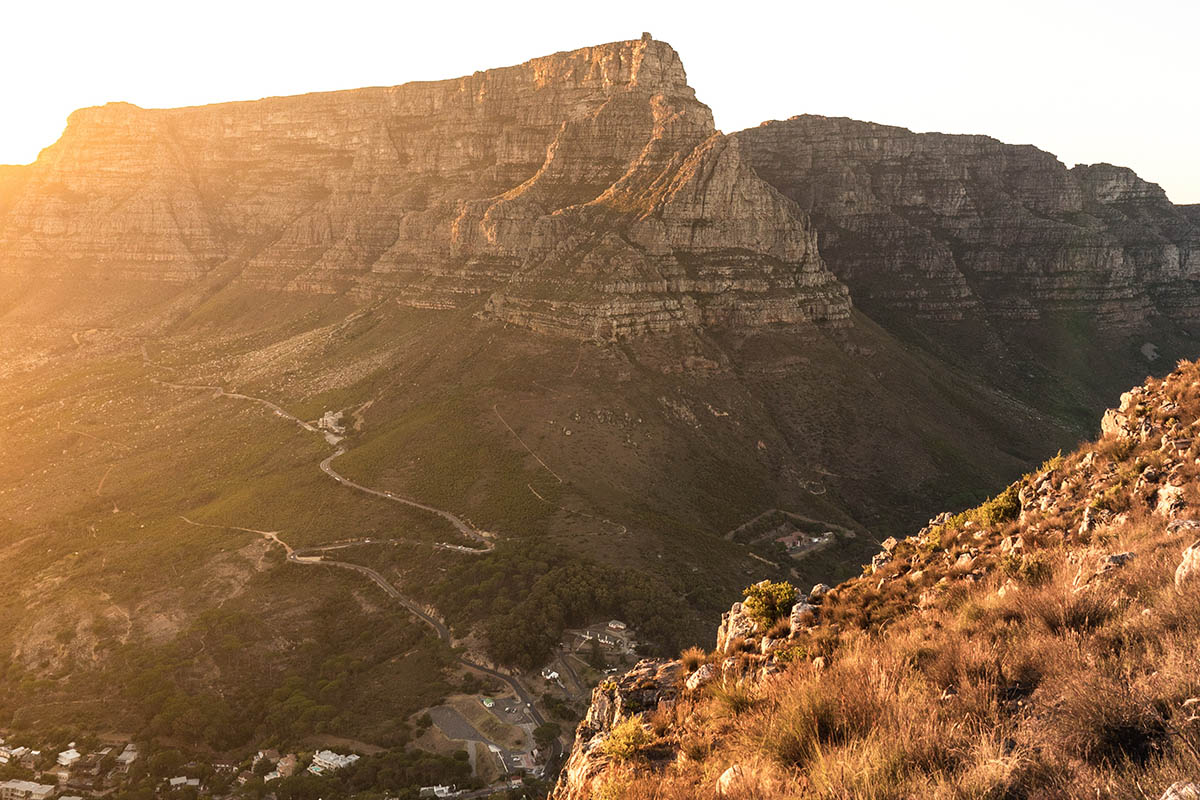 An aerial view of a African mountain