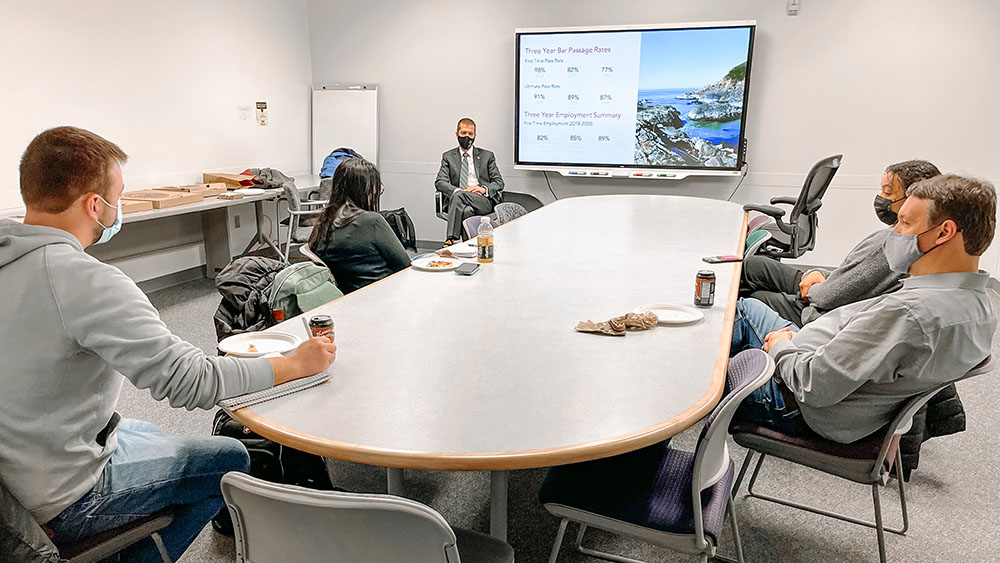 Legal Studies students listen to Willamette Law Dean Brian Gallini during his presentation