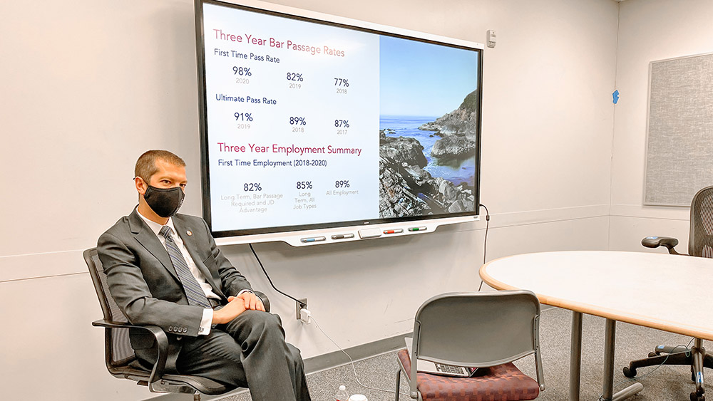 Willamette College of Law Dean Brian Gallini answers questions from UAA Legal Studies program students