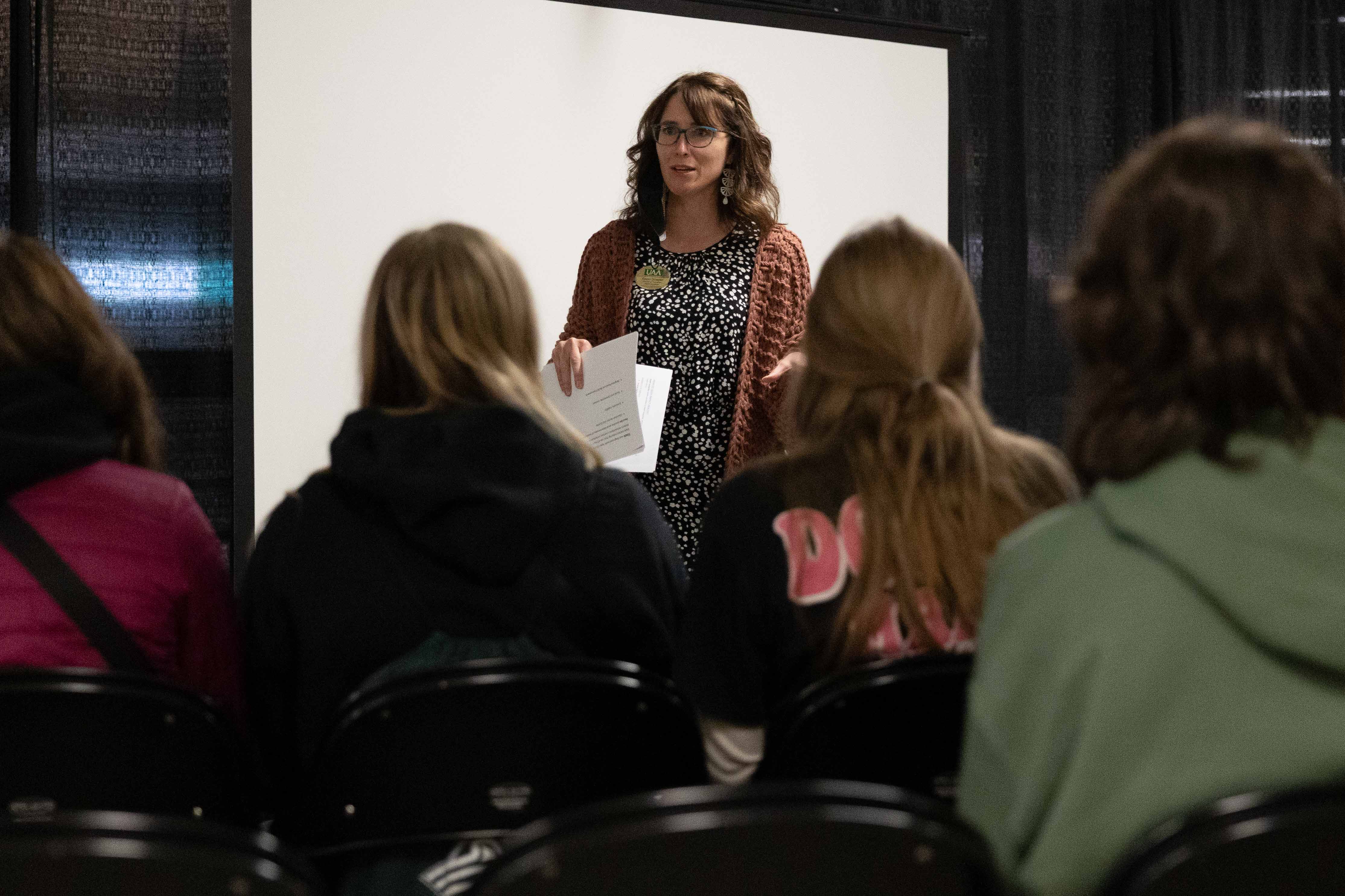 Kristen Stoepler presenting about health sciences