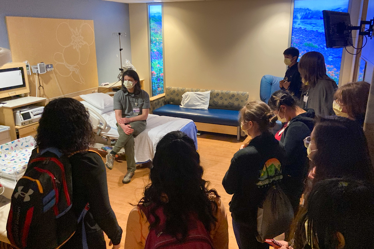Students touring the Providence Alaska Medical Center with a staff member during summer 2023.