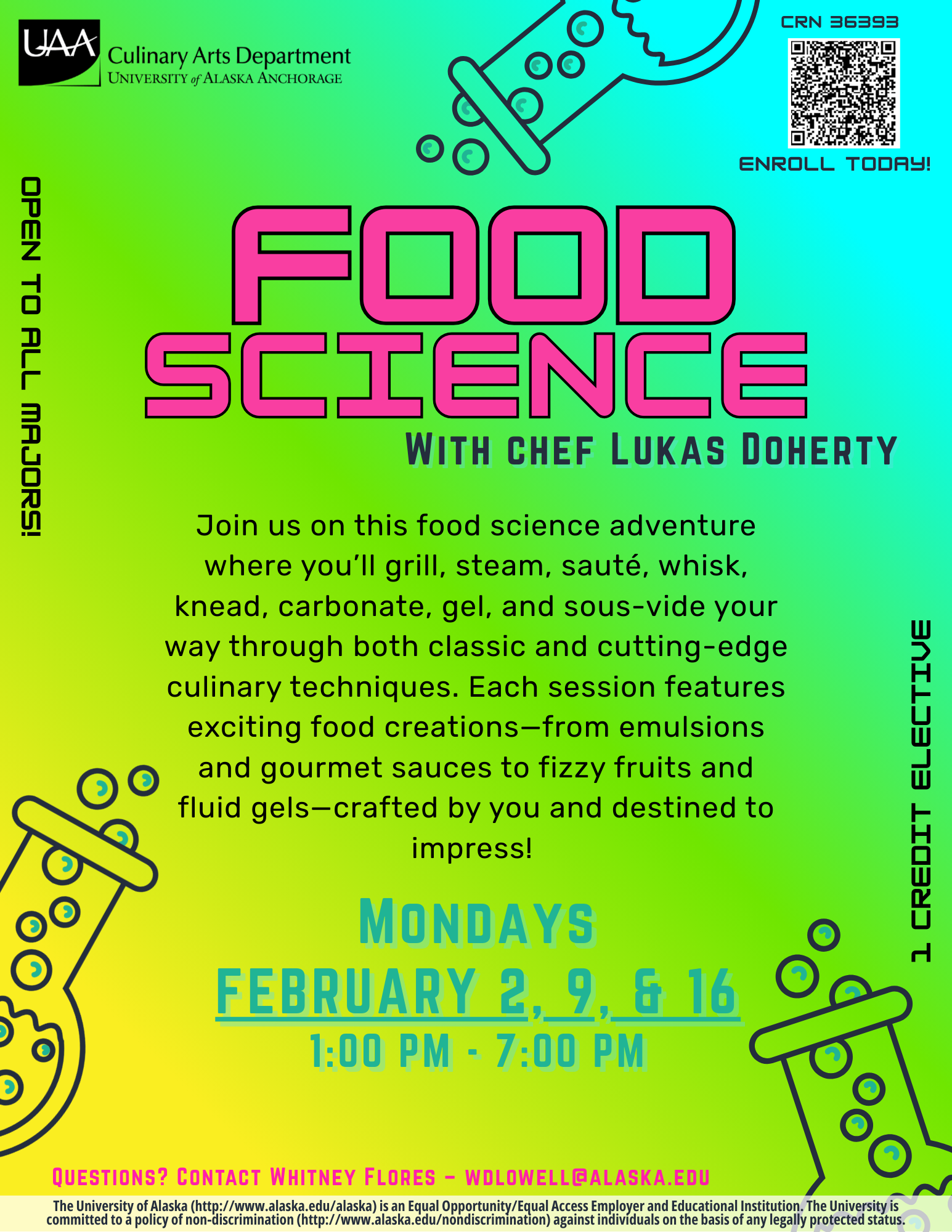 A flyer describing the Food Science Class