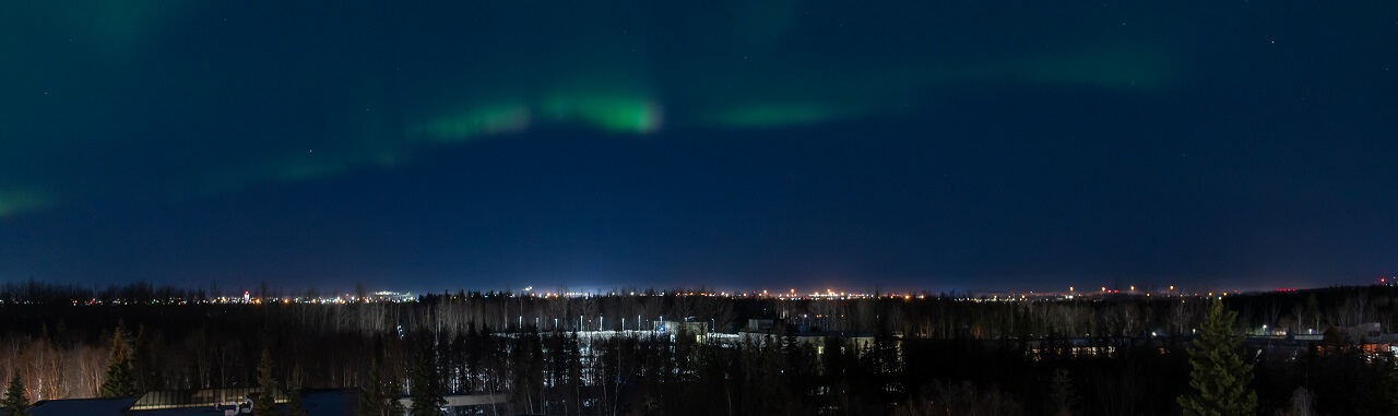 Northern Lights over the Alaska Airlines Center and UAA