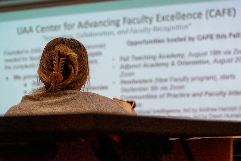 New faculty looking at a CAFE presentation