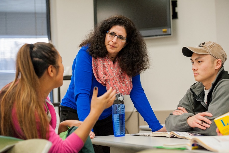 students and instructor discussing