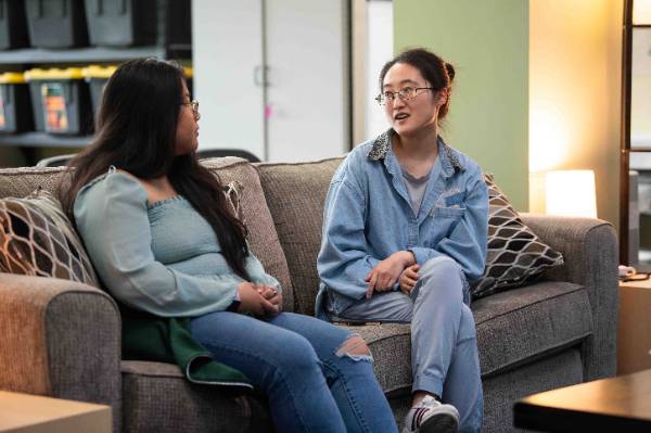 students talking