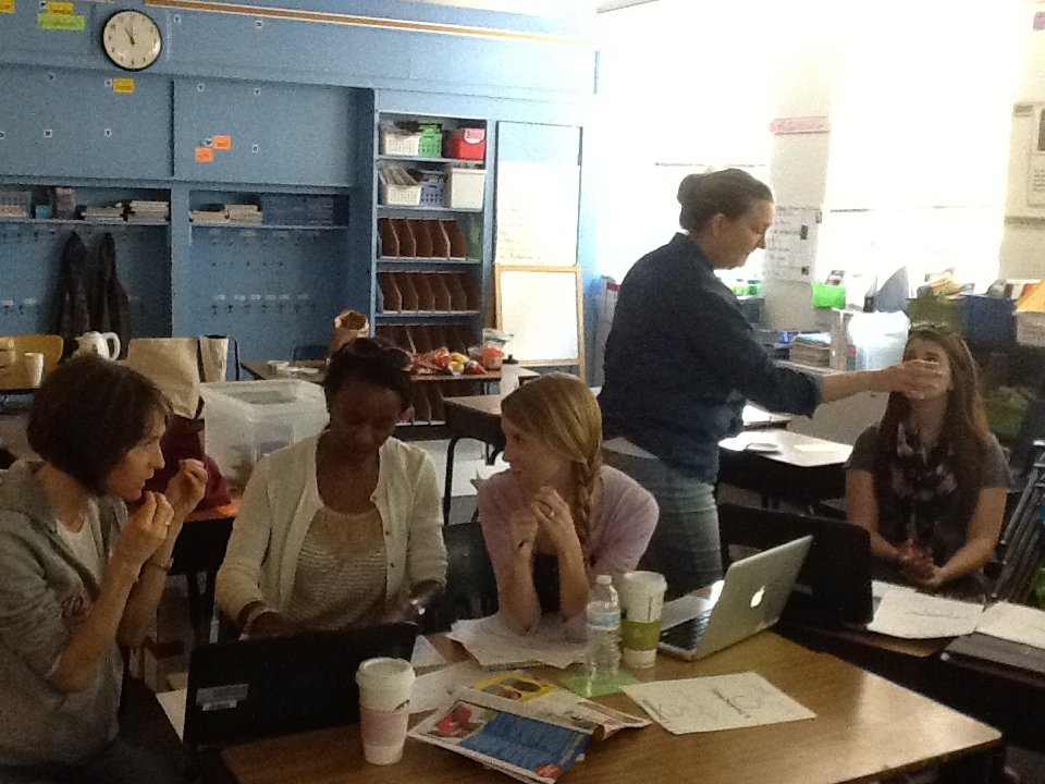 Teachers collaborating in a classroom