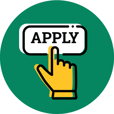 Icon of hand pressing button that says, "Apply"