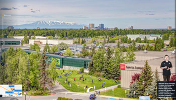 UAA campus from the air in the summer.