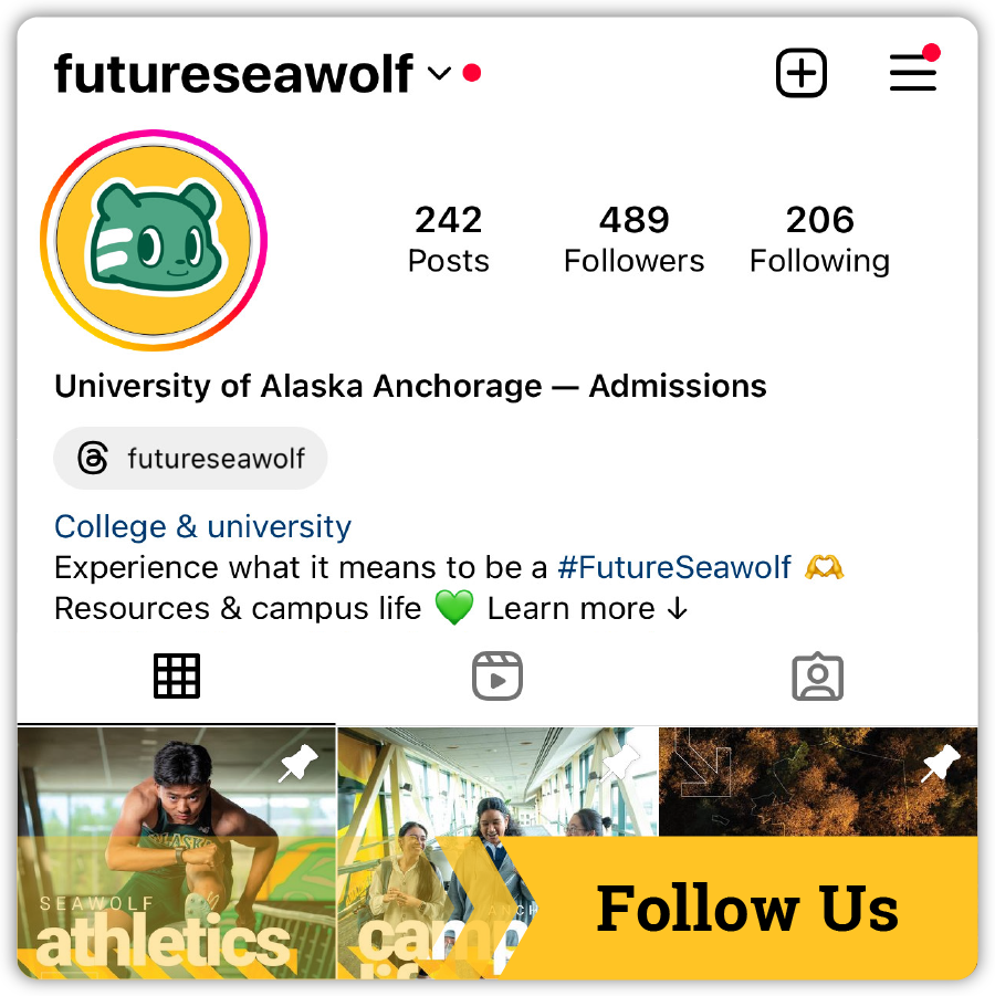 Follow UAA Admissions on Instagram